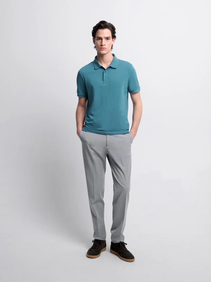 Polo col boutonné en coton