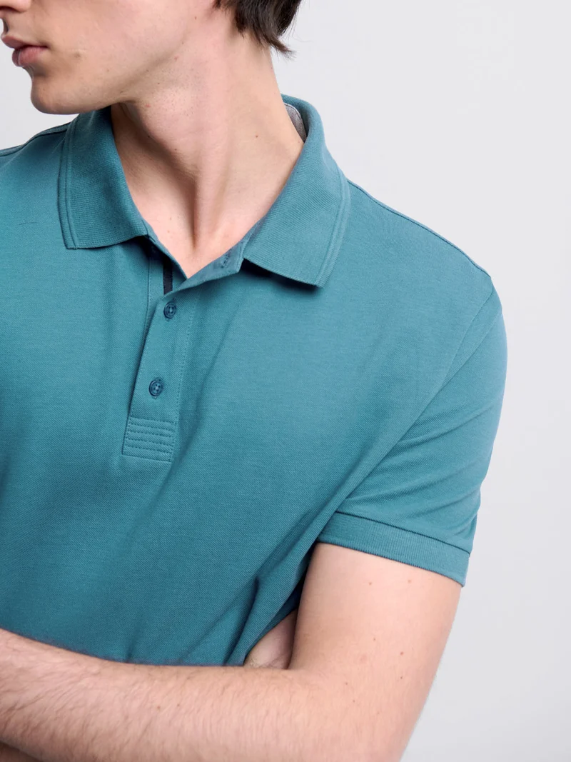 Polo col boutonné en coton