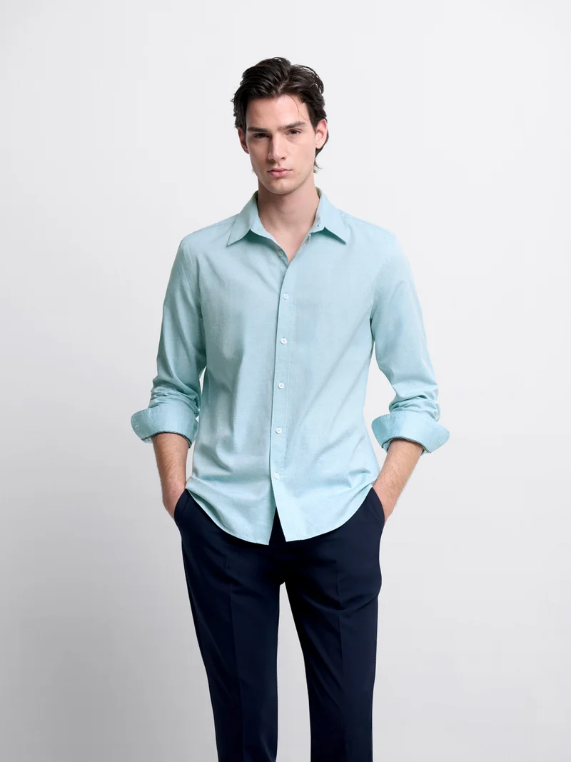 Chemise slim en coton chiné