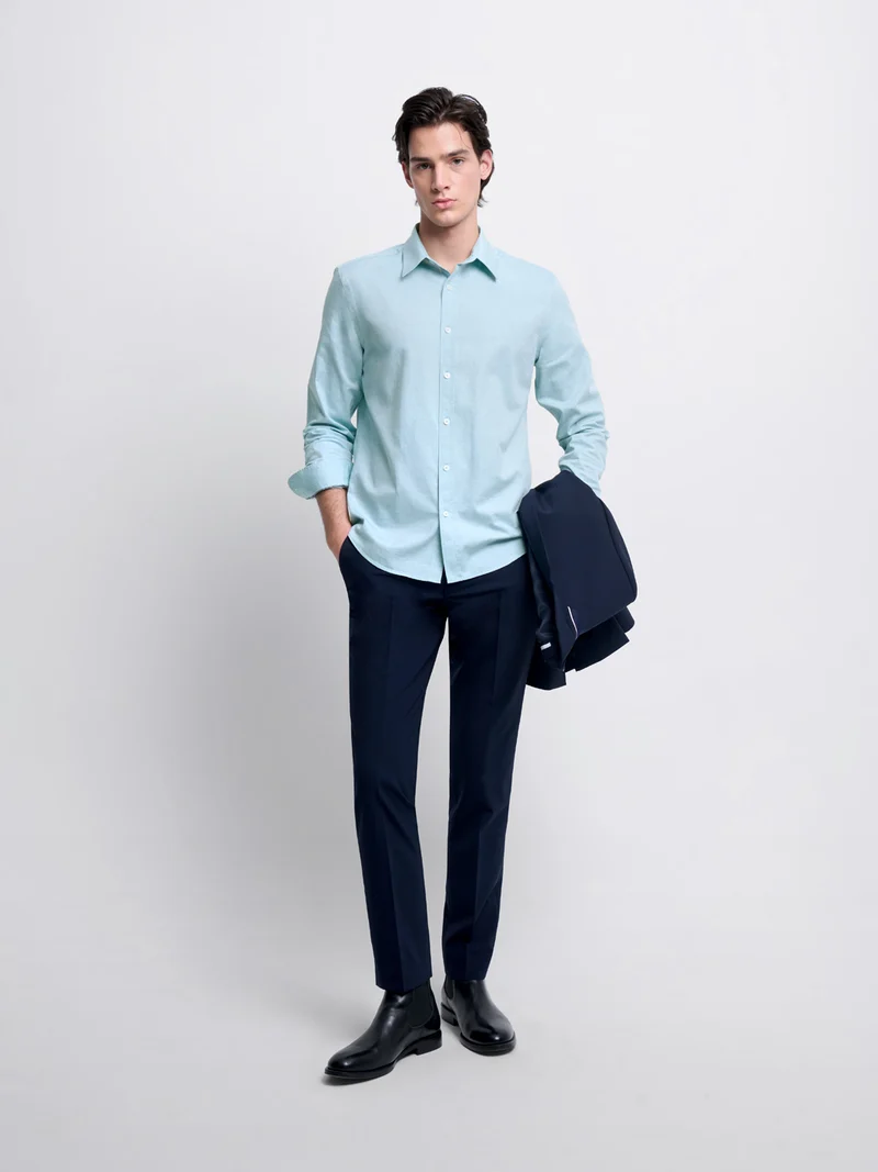 Chemise slim en coton chiné