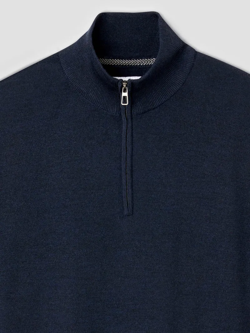 Pull col cheminée zippé en laine Mérinos