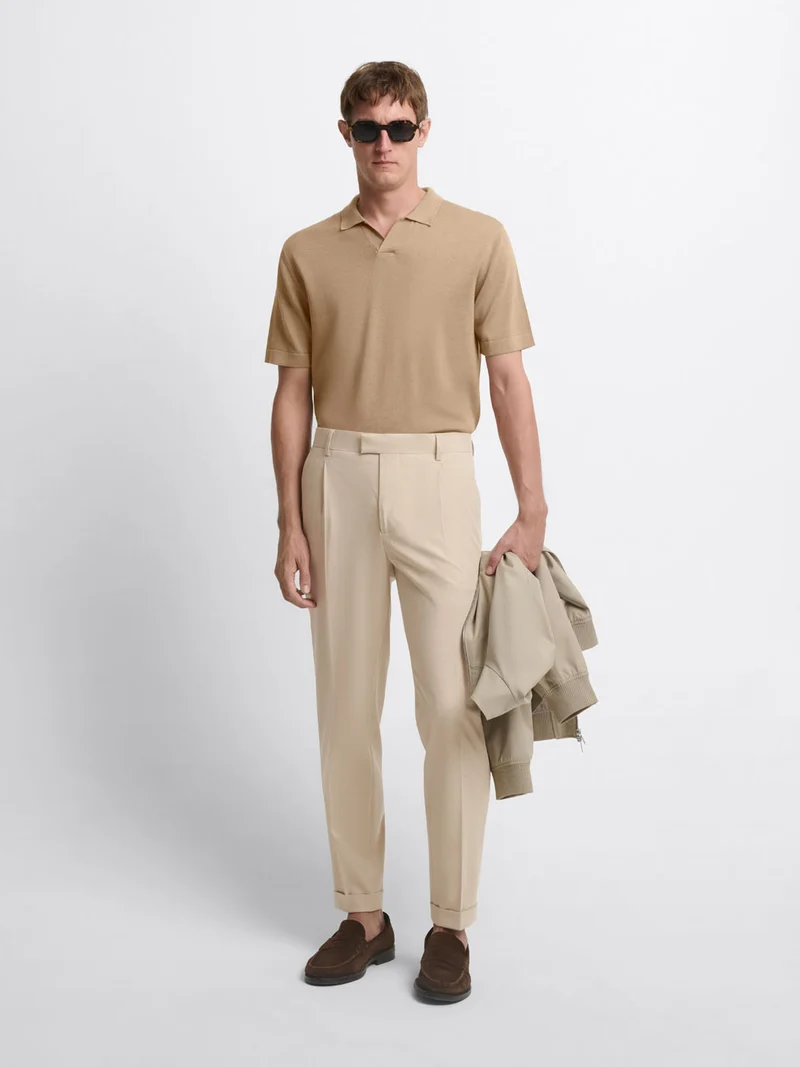 Chino à pinces en laine mélangée