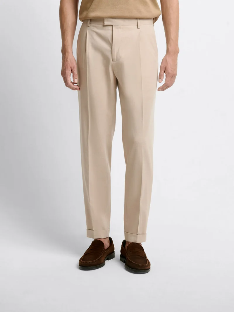 Chino à pinces en laine mélangée