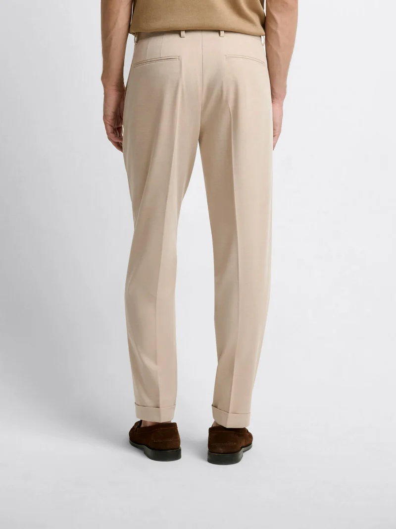 Chino à pinces en laine mélangée