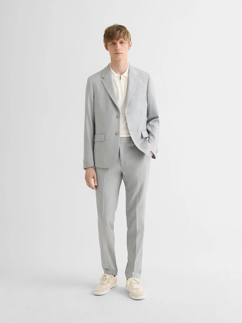 Costume 2 pièces slim gris clair en laine