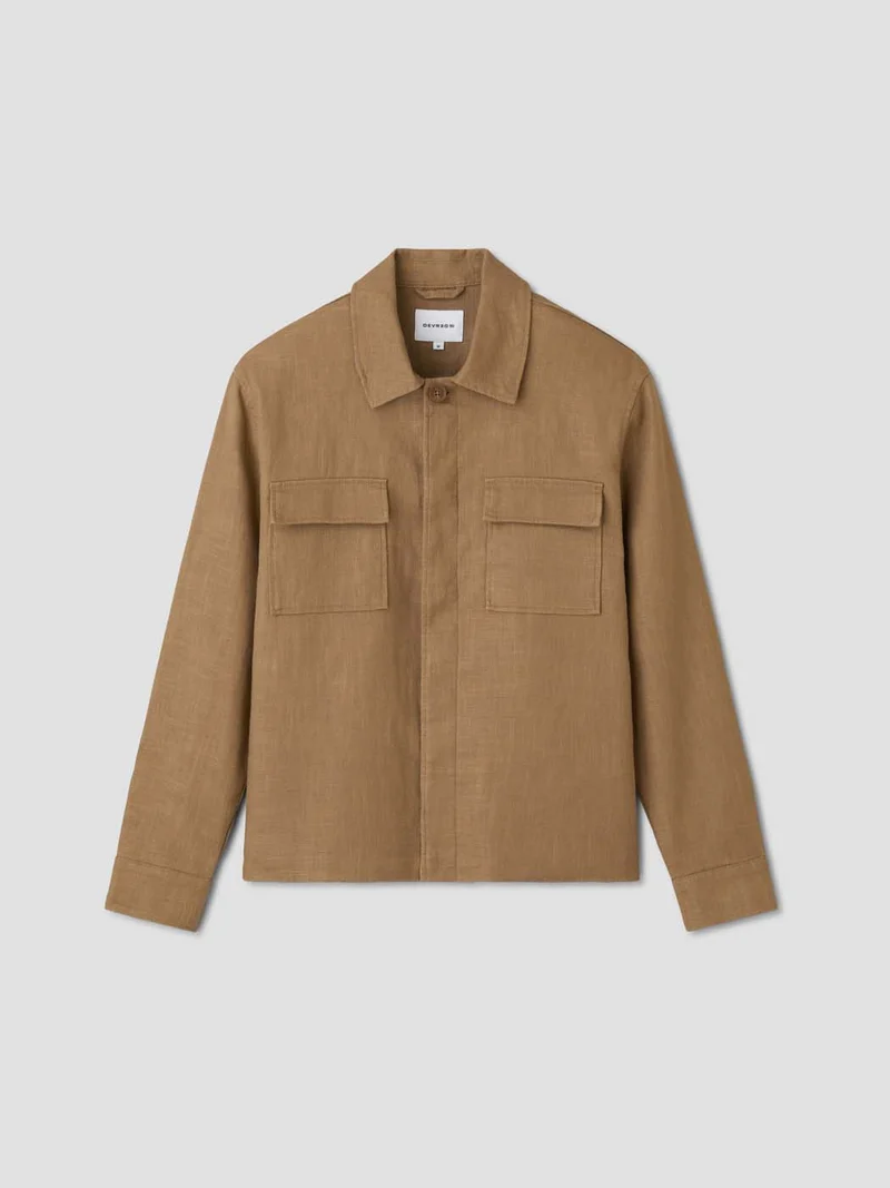 Blouson regular en coton lin col chemise