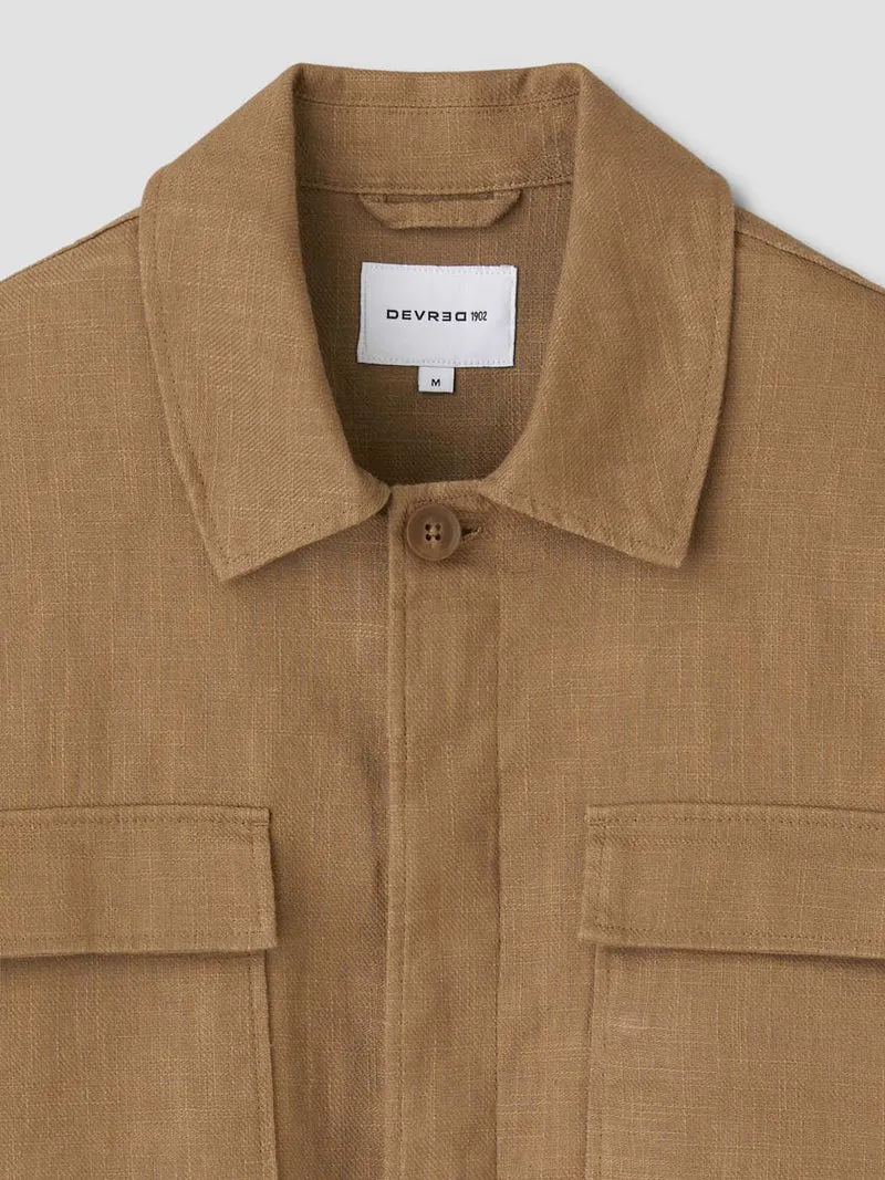 Blouson regular en coton lin col chemise