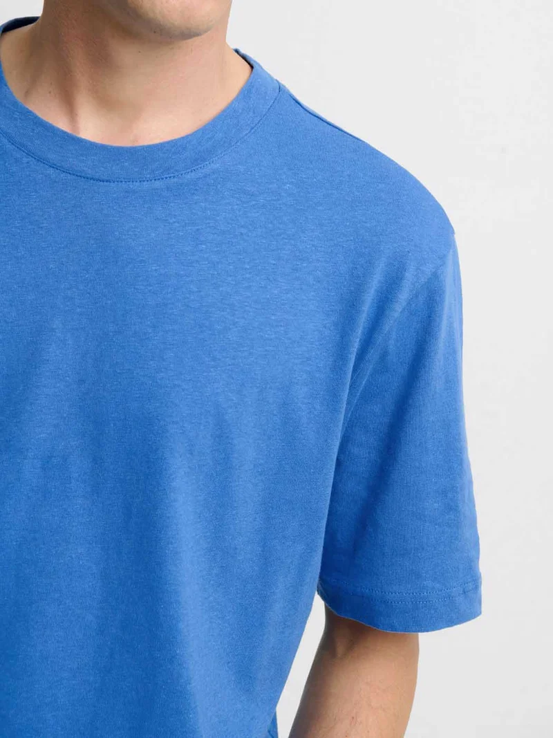 T-shirt col rond en coton lin