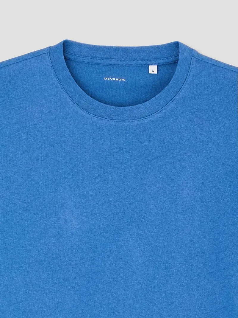 T-shirt col rond en coton lin
