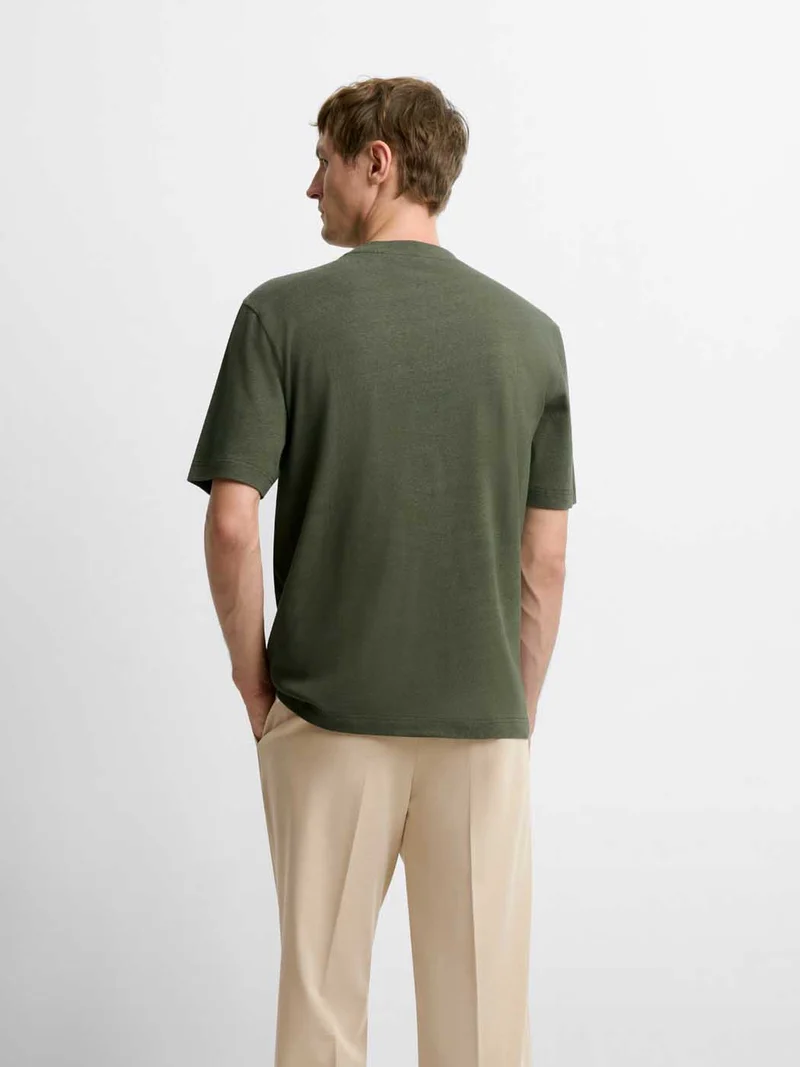 T-shirt col rond en coton lin