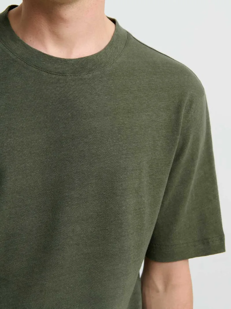 T-shirt col rond en coton lin
