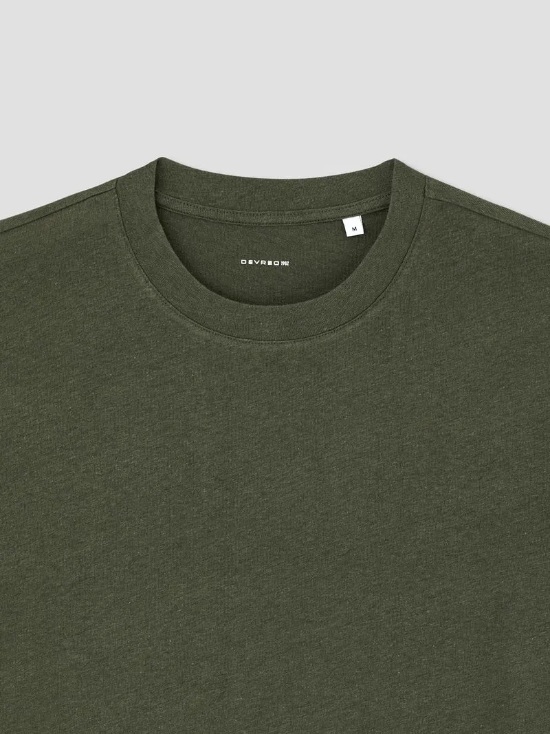 T-shirt col rond en coton lin