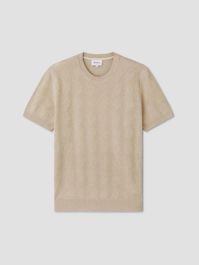 T-shirt maille col rond fantaisie