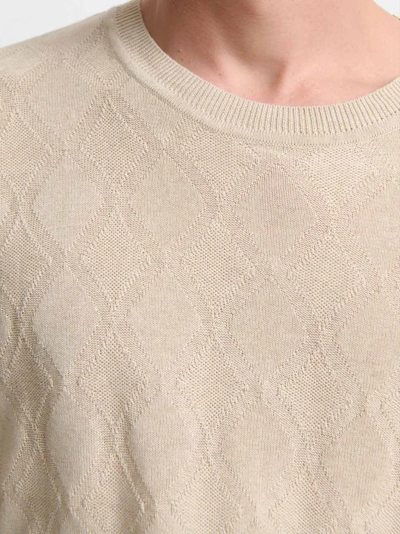 T-shirt maille col rond fantaisie