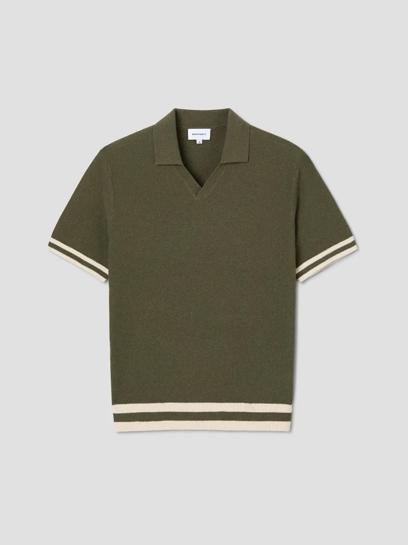 Polo maille col ouvert en coton