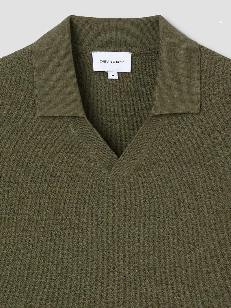 Polo maille col ouvert en coton