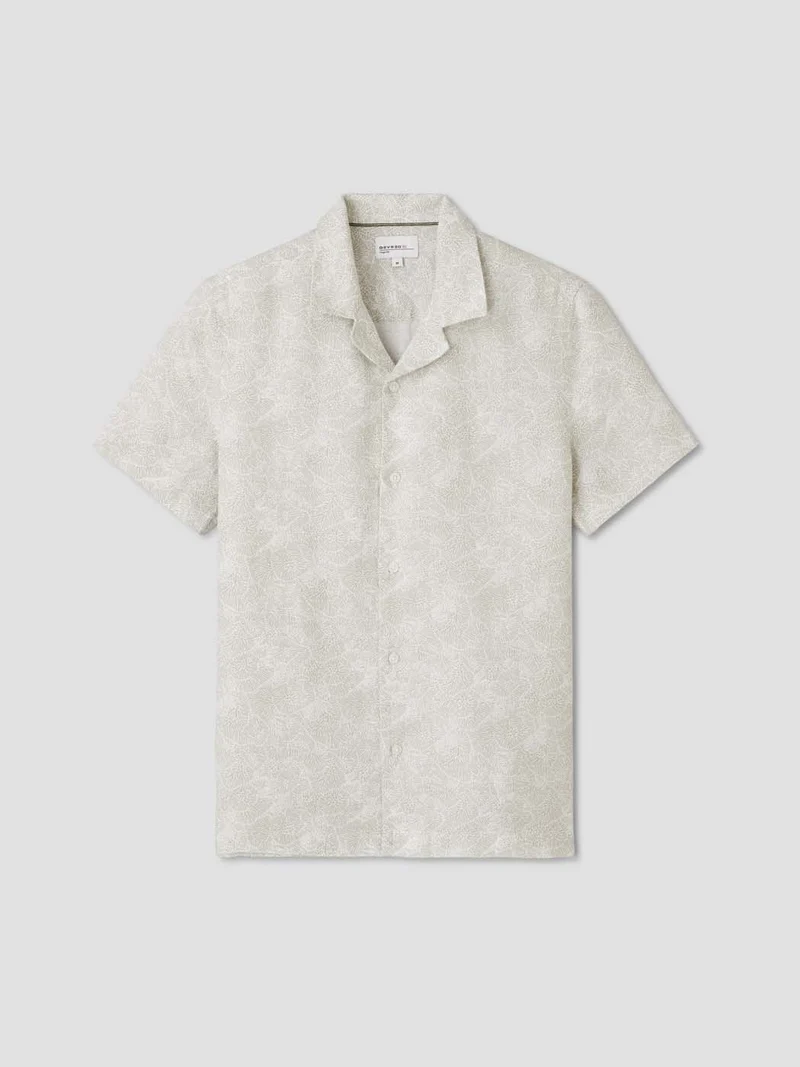 Chemise manches courtes en lin à motifs