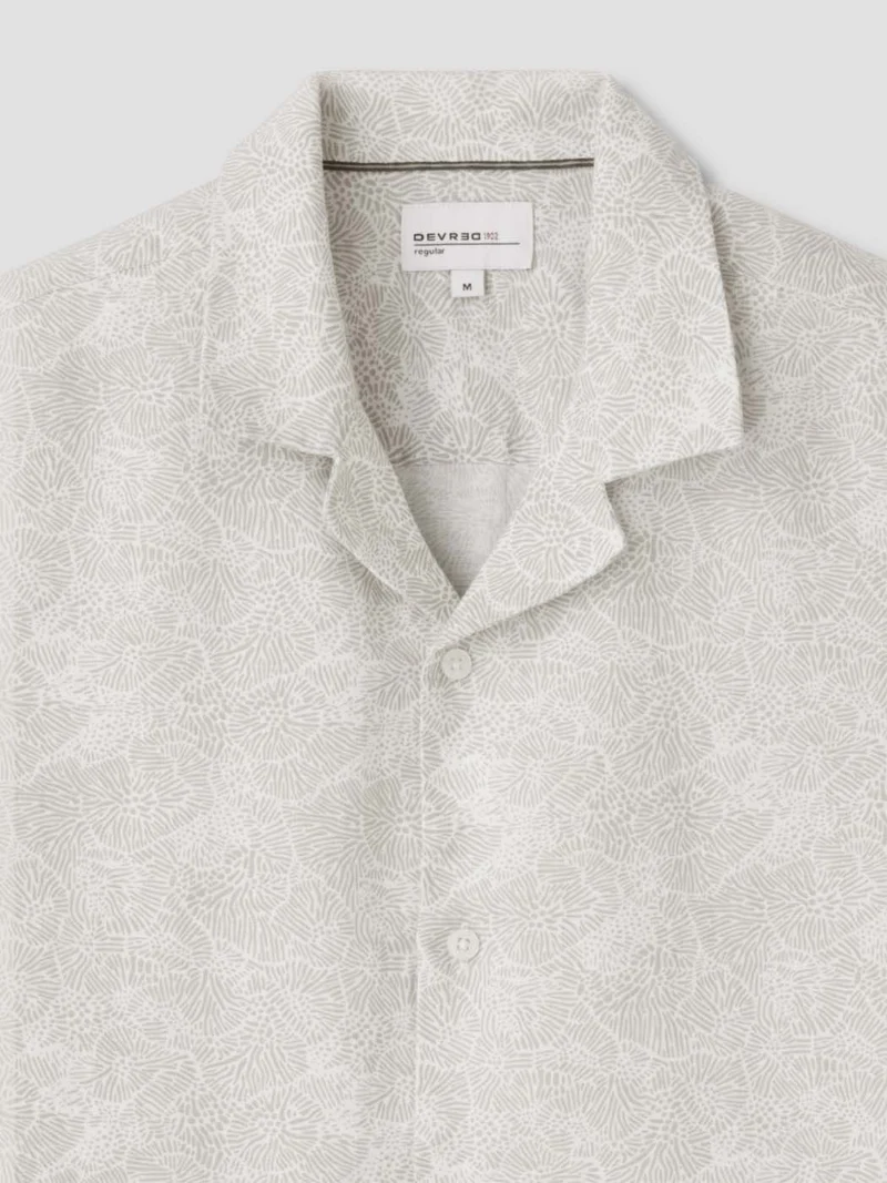 Chemise manches courtes en lin à motifs