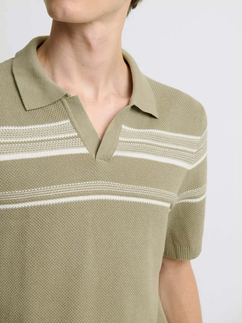 Polo maille col ouvert à rayures