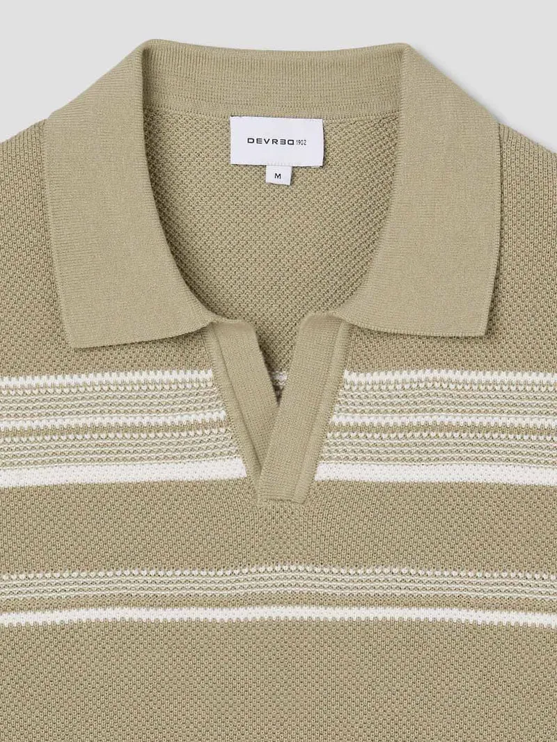 Polo maille col ouvert à rayures