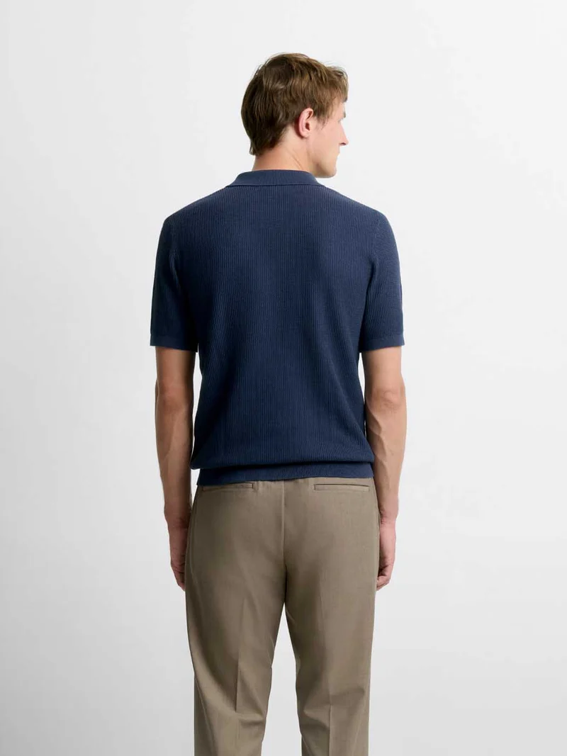 Polo maille col ouvert en coton bio