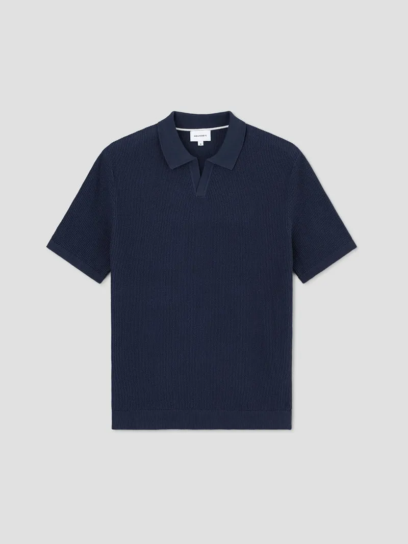 Polo maille col ouvert en coton bio