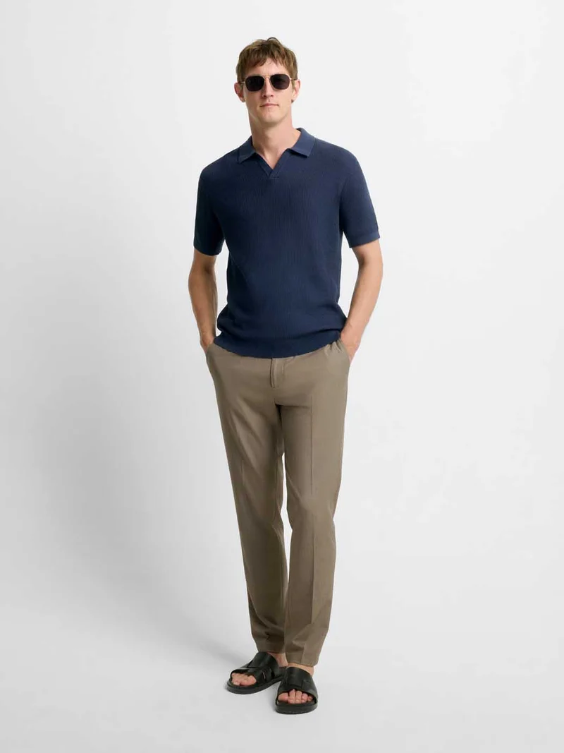 Polo maille col ouvert en coton bio