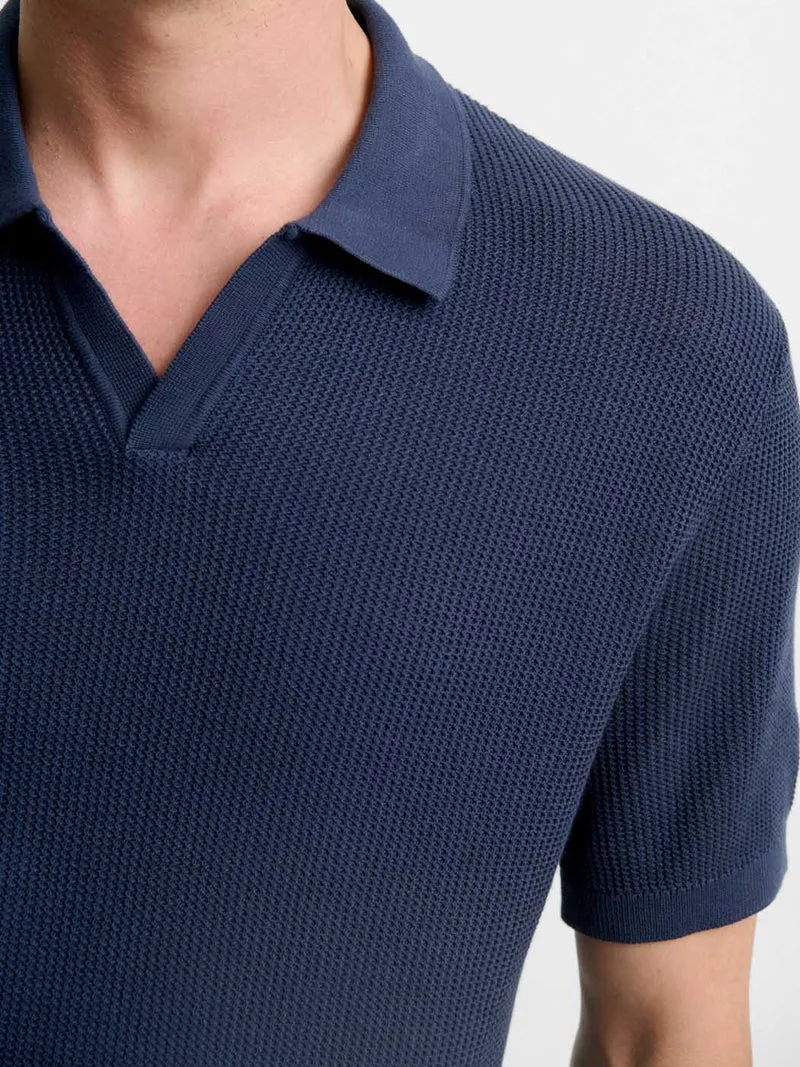 Polo maille col ouvert en coton bio