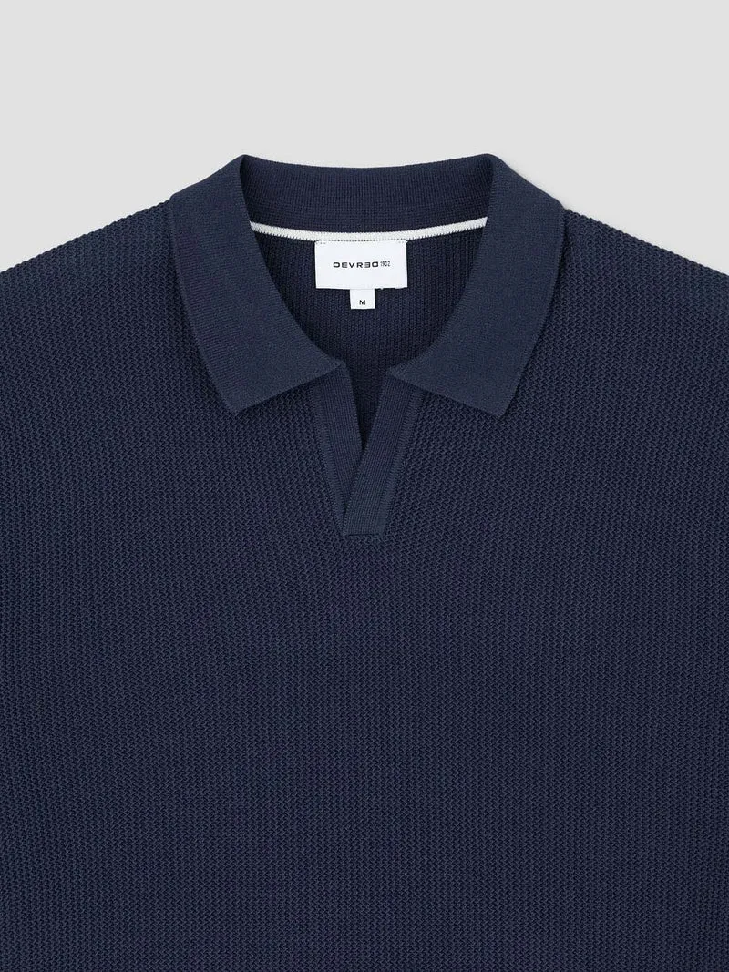 Polo maille col ouvert en coton bio
