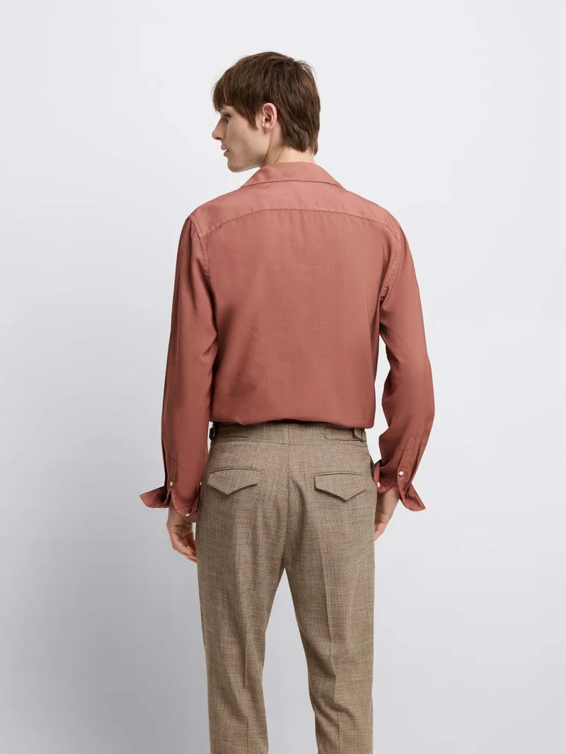 Chemise slim en modal mélangé