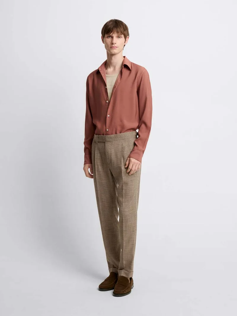 Chemise slim en modal mélangé