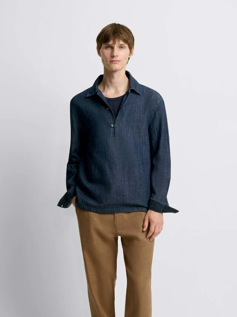 Chemise vareuse en coton lin