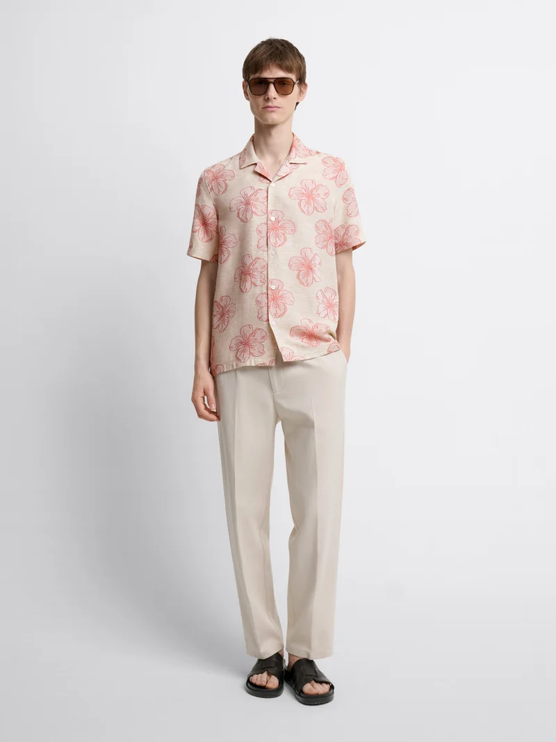 Chemise manches courtes regular fleurie