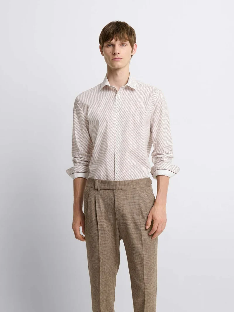 Chemise slim à motifs en coton