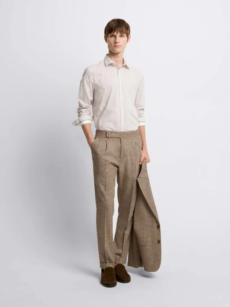 Chemise slim à motifs en coton