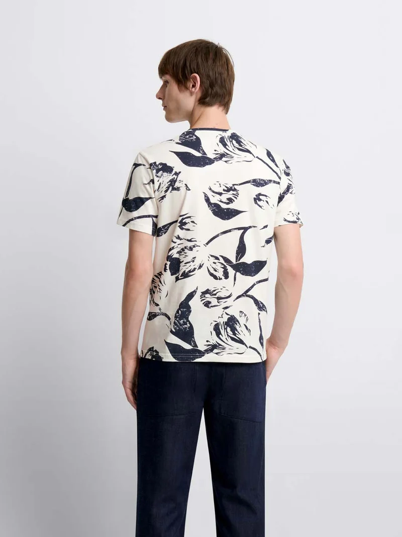 T-shirt col rond à motifs