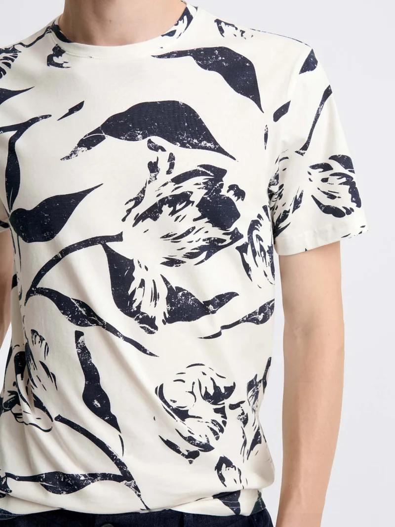 T-shirt col rond à motifs