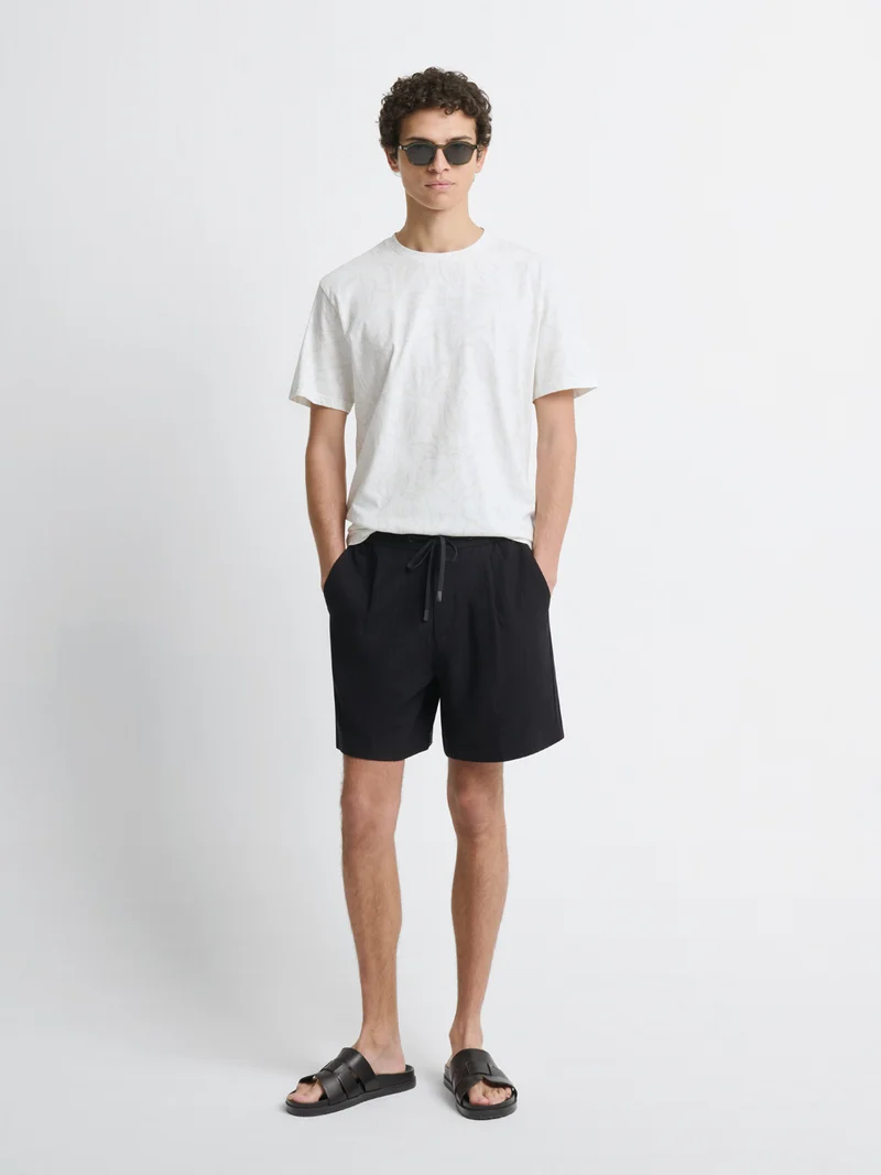 Bermuda en maille taille semi-élastiquée