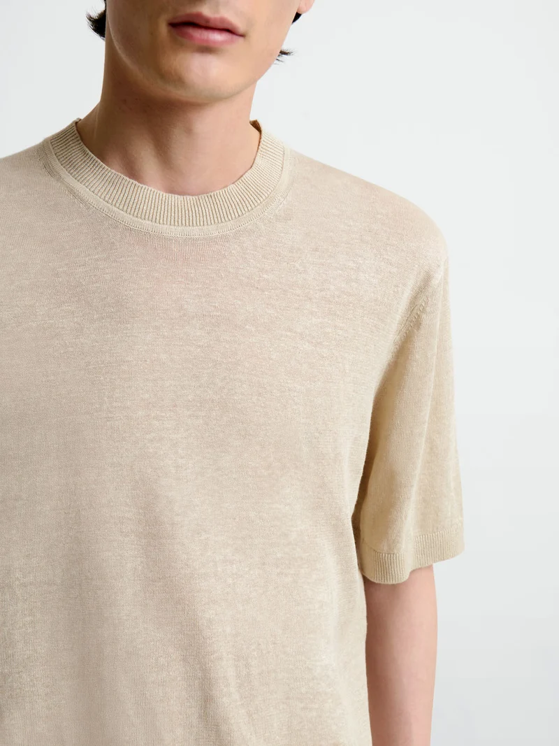 T-shirt maille col rond en lin