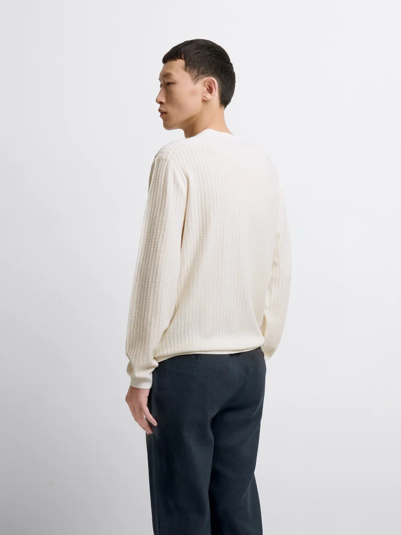 Pull col rond en coton mélangé