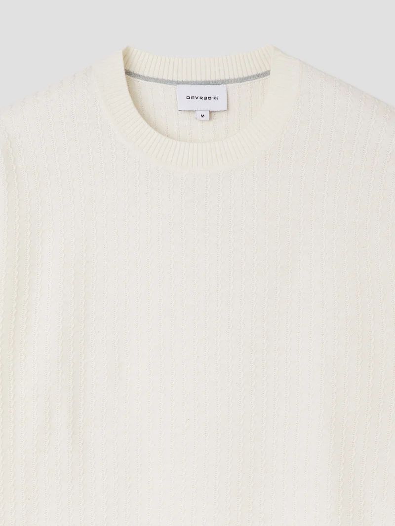 Pull col rond en coton mélangé