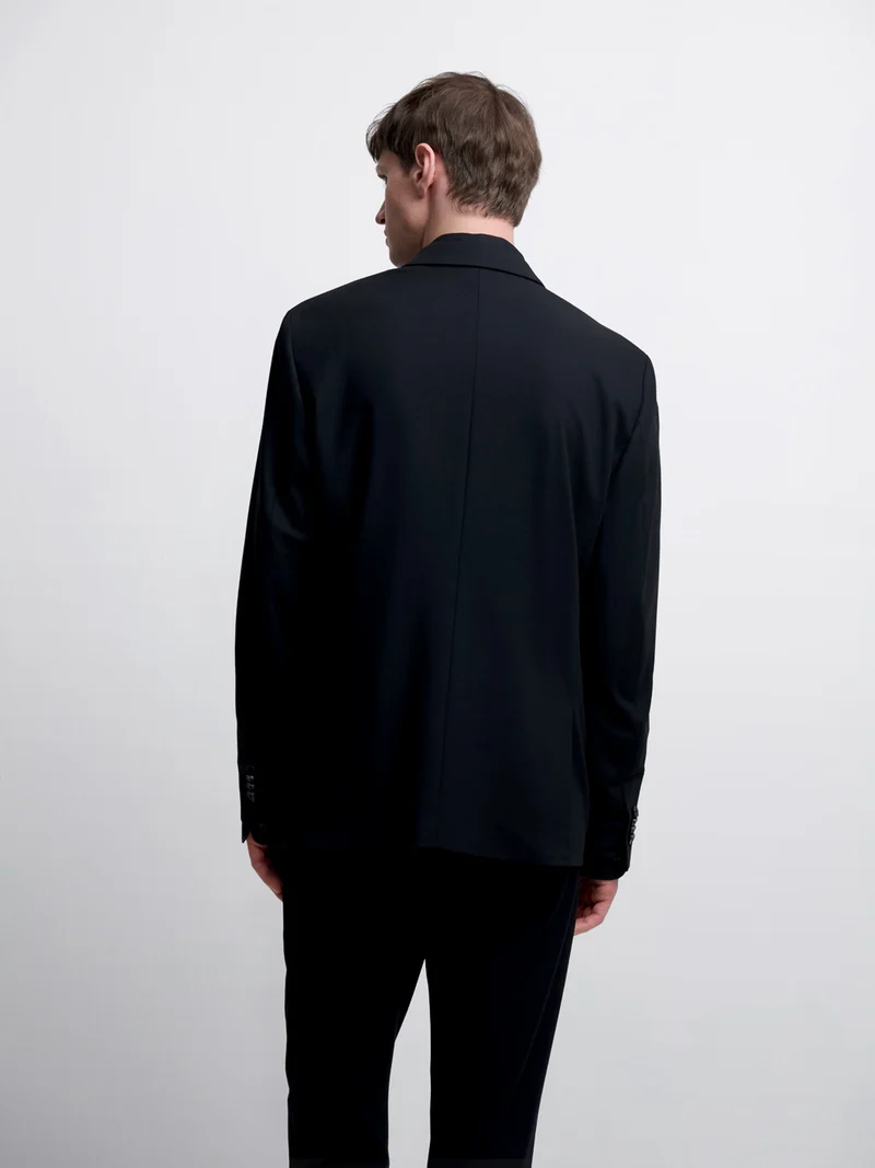 Costume croisé 2 pièces slim noir en laine