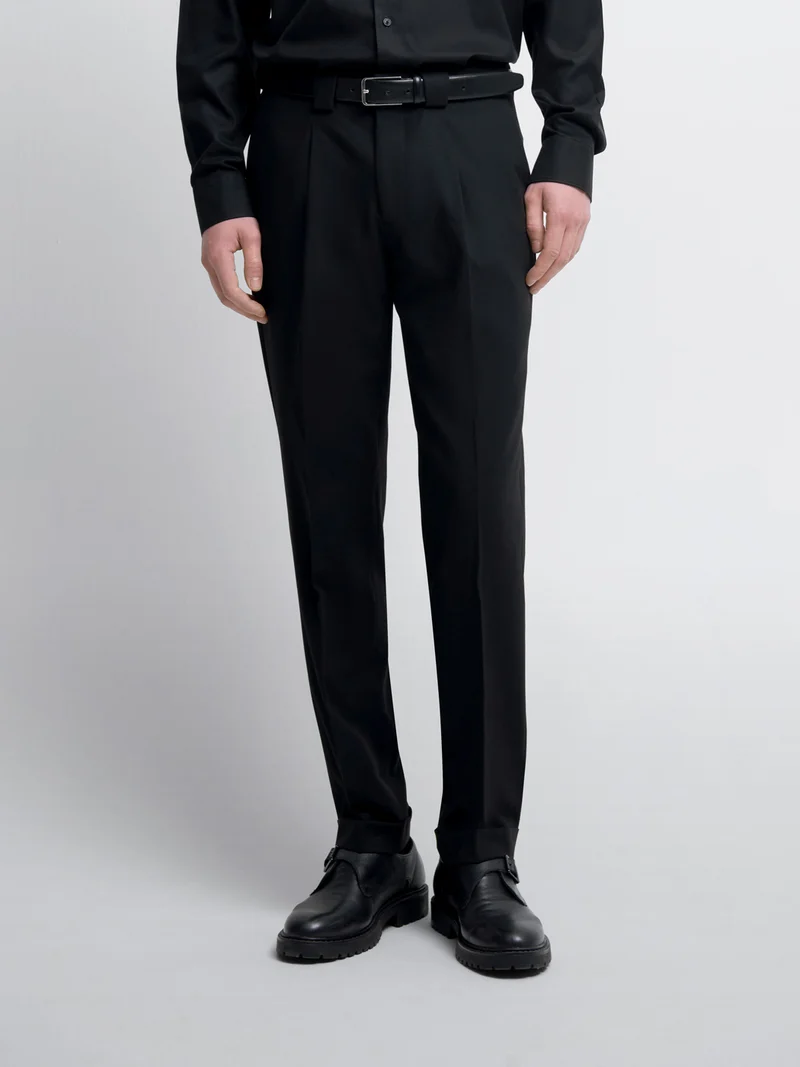 Costume croisé 2 pièces slim noir en laine