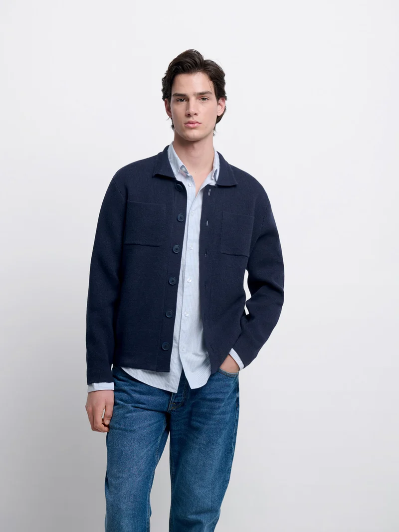 Cardigan col chemise en coton bio