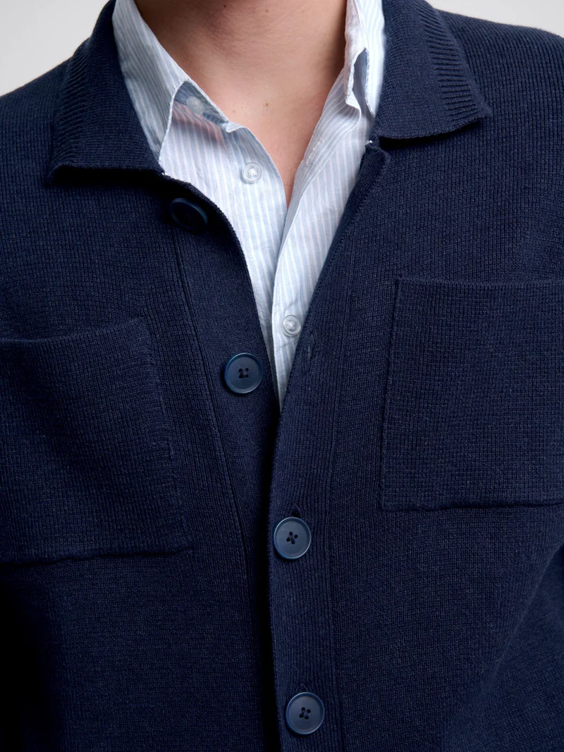 Cardigan col chemise en coton bio