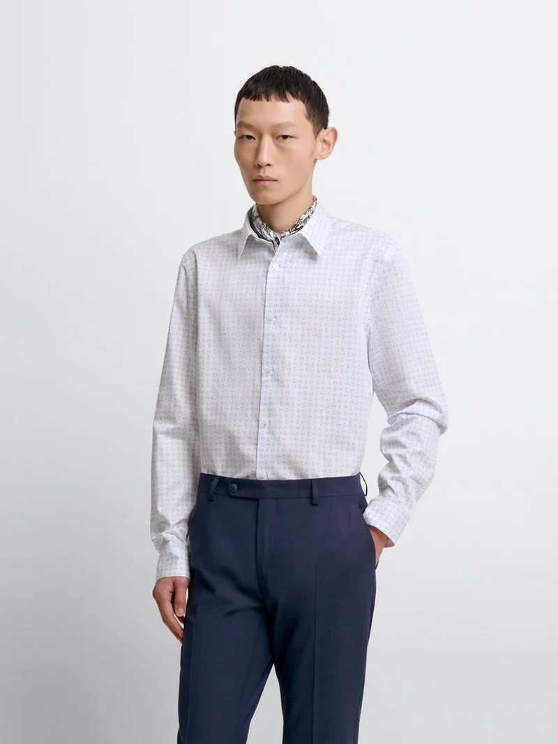 Chemise slim en coton à motifs