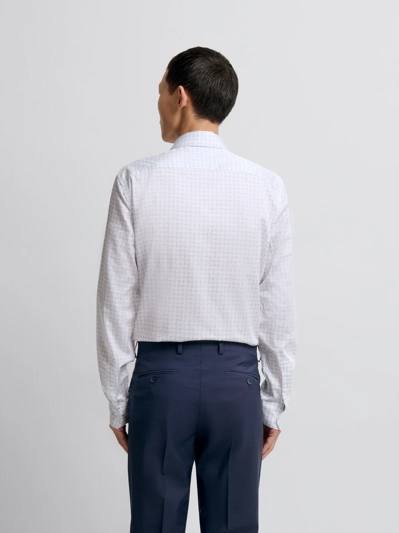 Chemise slim en coton à motifs