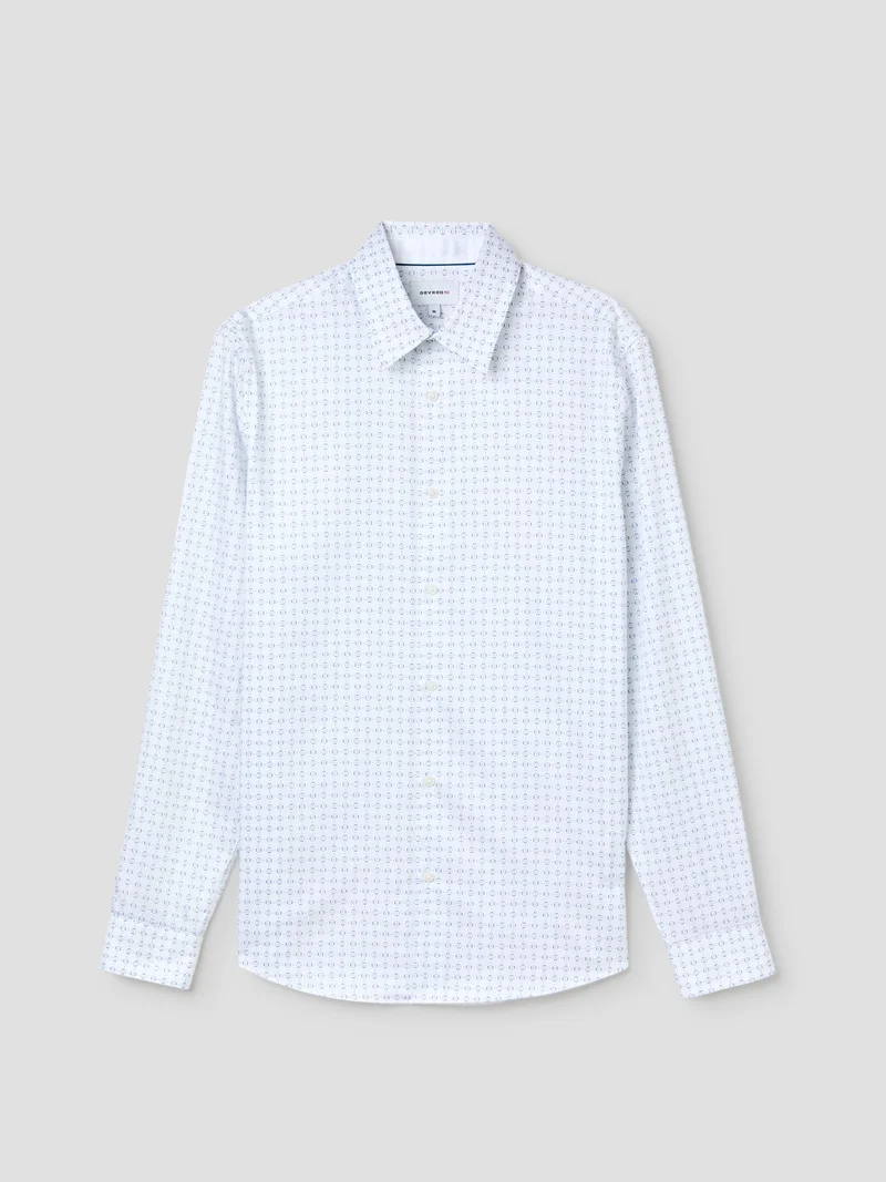 Chemise slim en coton à motifs
