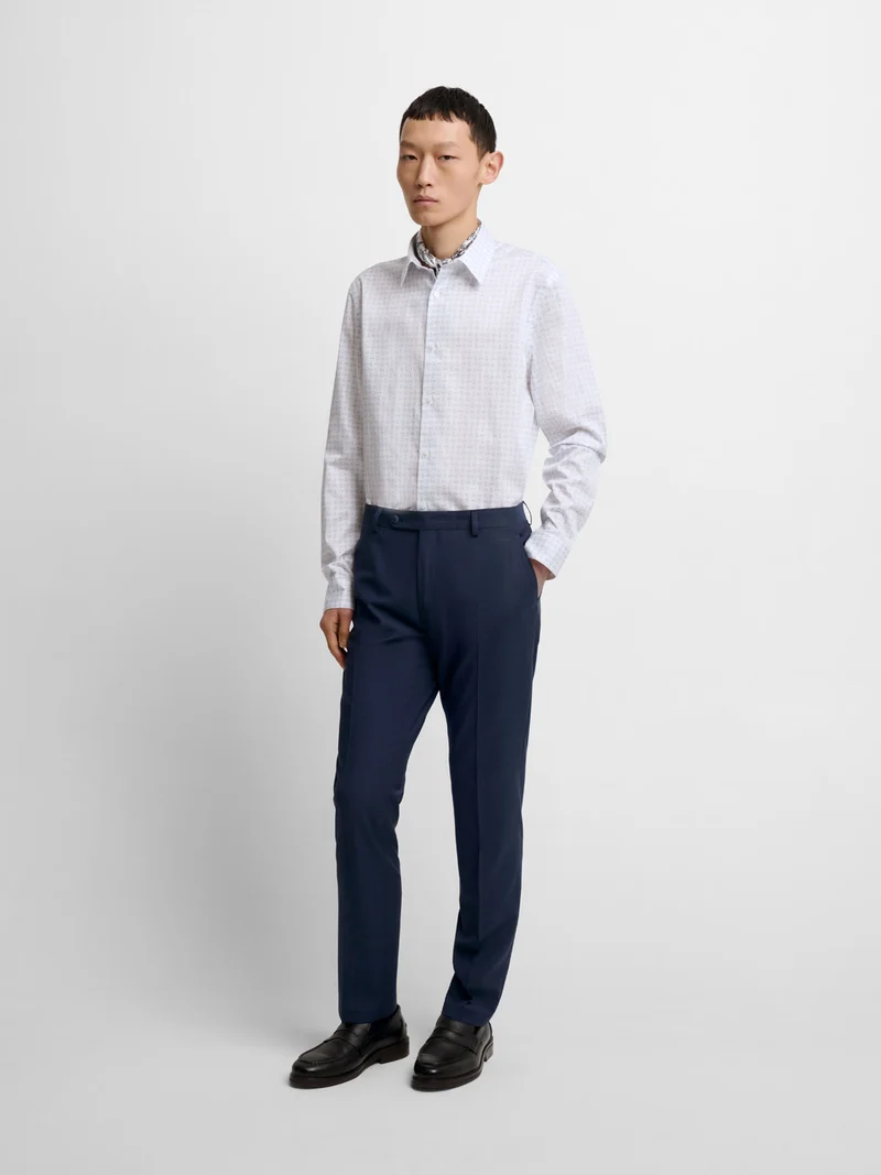 Chemise slim en coton à motifs