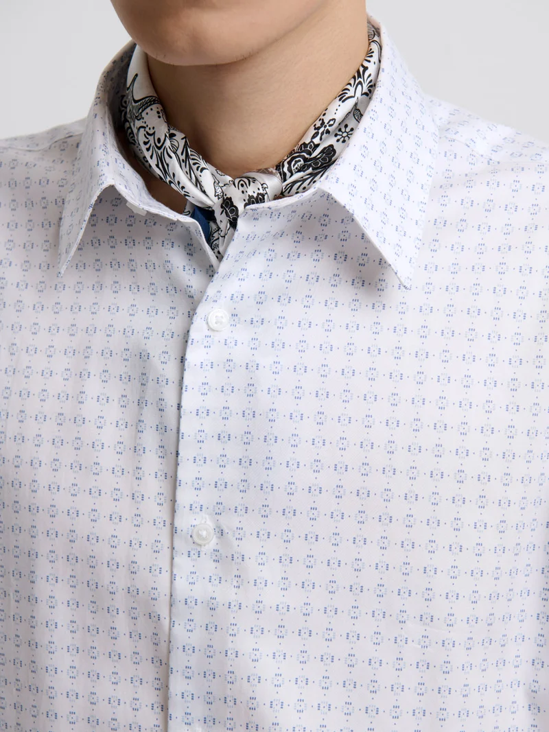 Chemise slim en coton à motifs